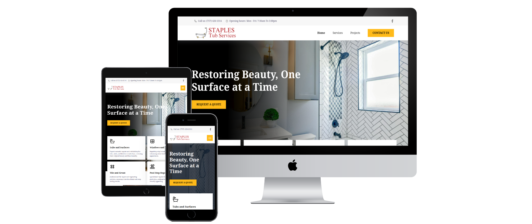 Staples Tub Services website mockup