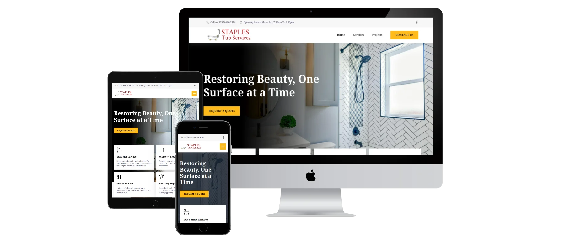 Staples Tub Services website mockup