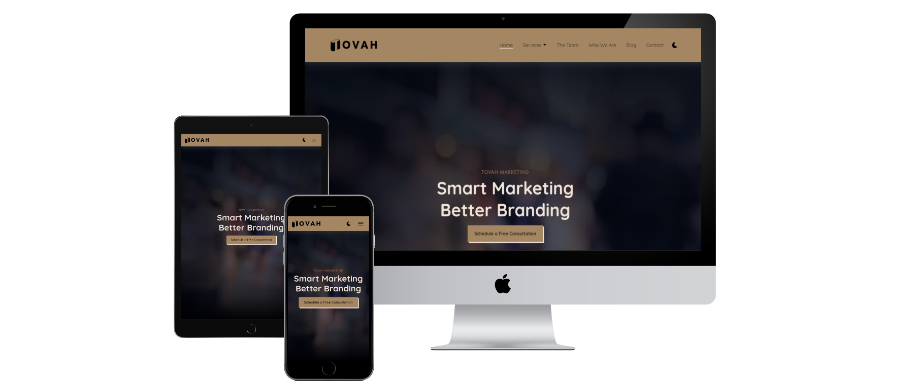 Tovah Marketing website mockup