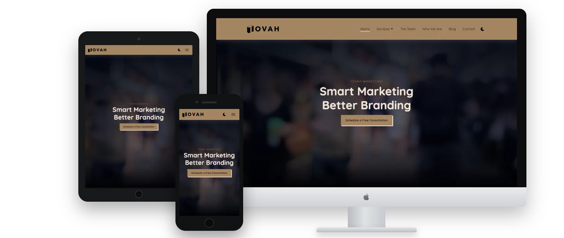 Tovah Marketing website mockup